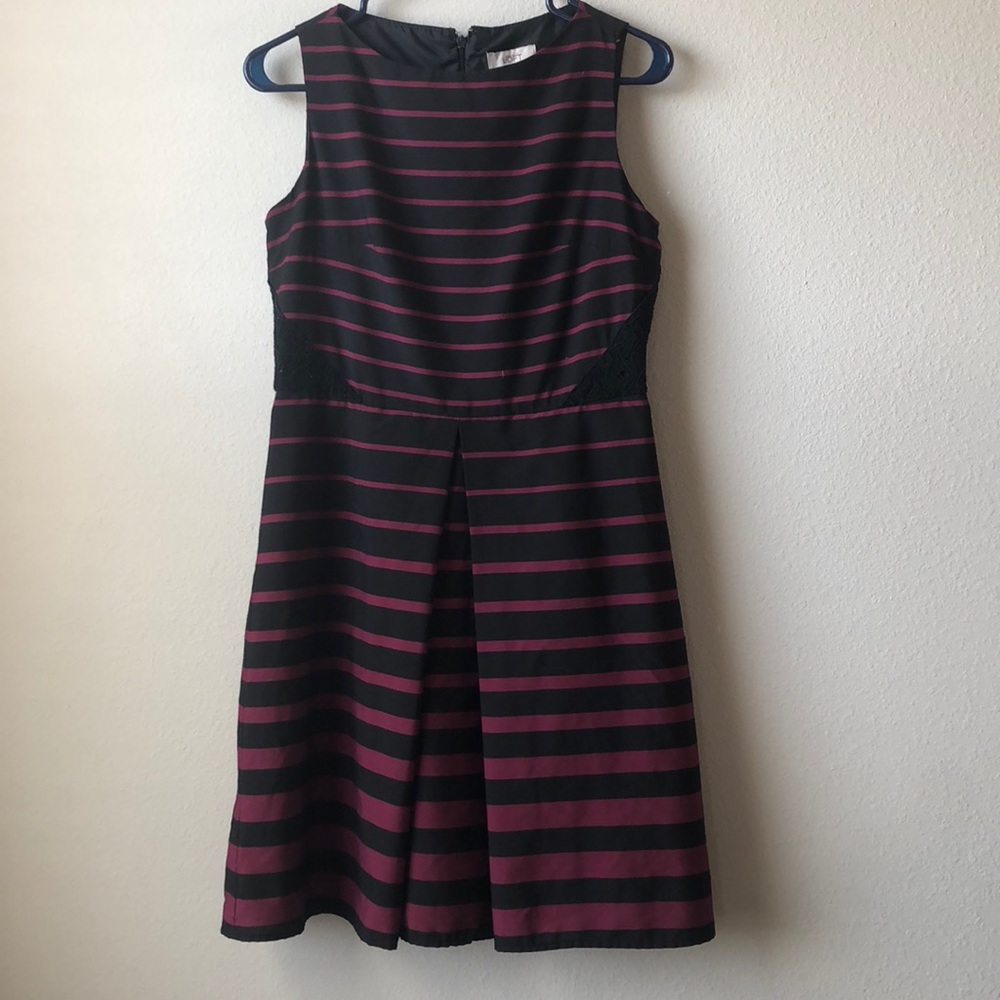 Black & Pink Sleeveless A-Line Dress